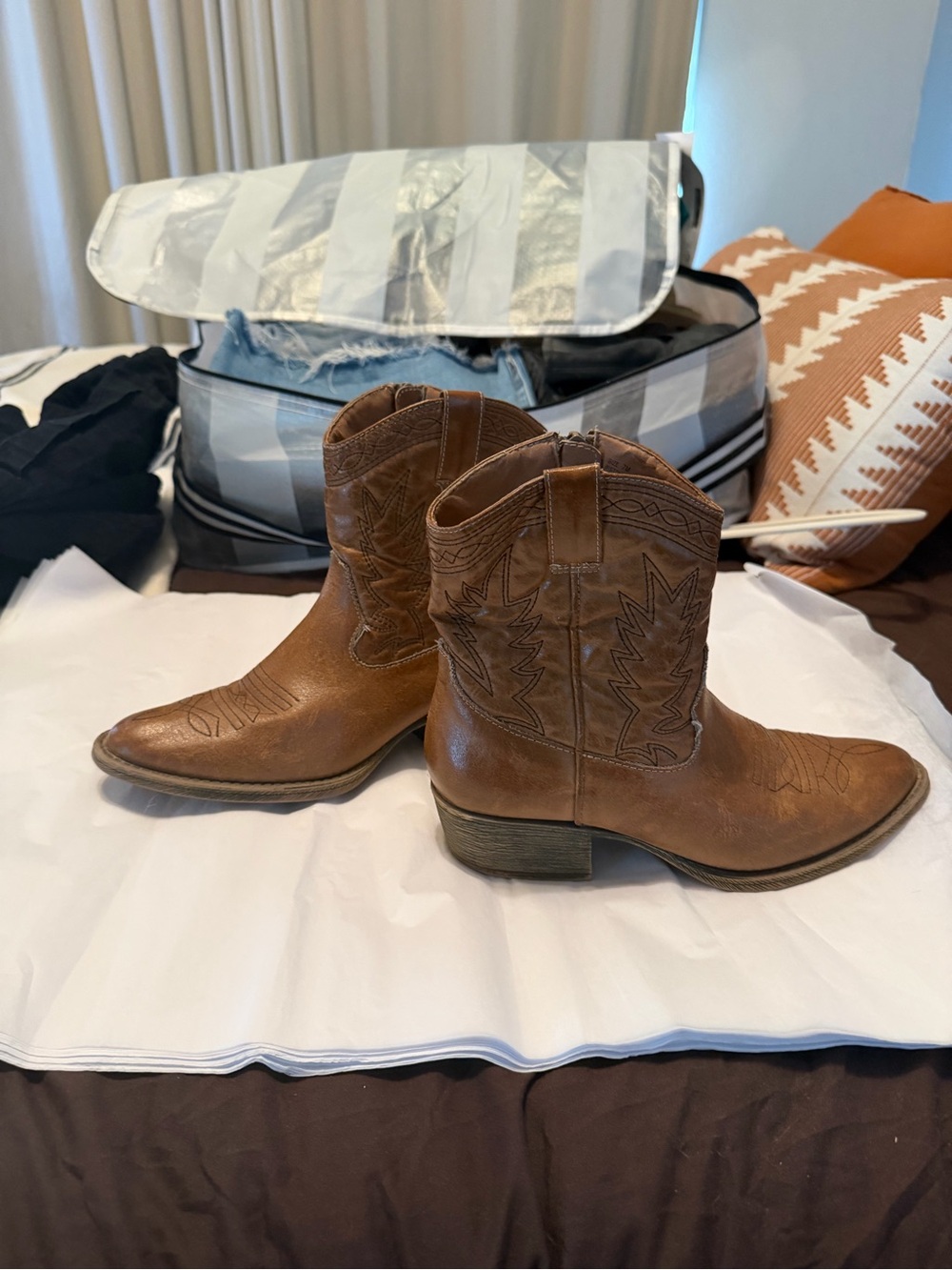 Classic Brown Western Ankle Boots